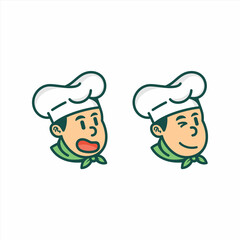 Chef, baker, cute chef logo. Cooking, restaurant or cafe logo. Vector illustration