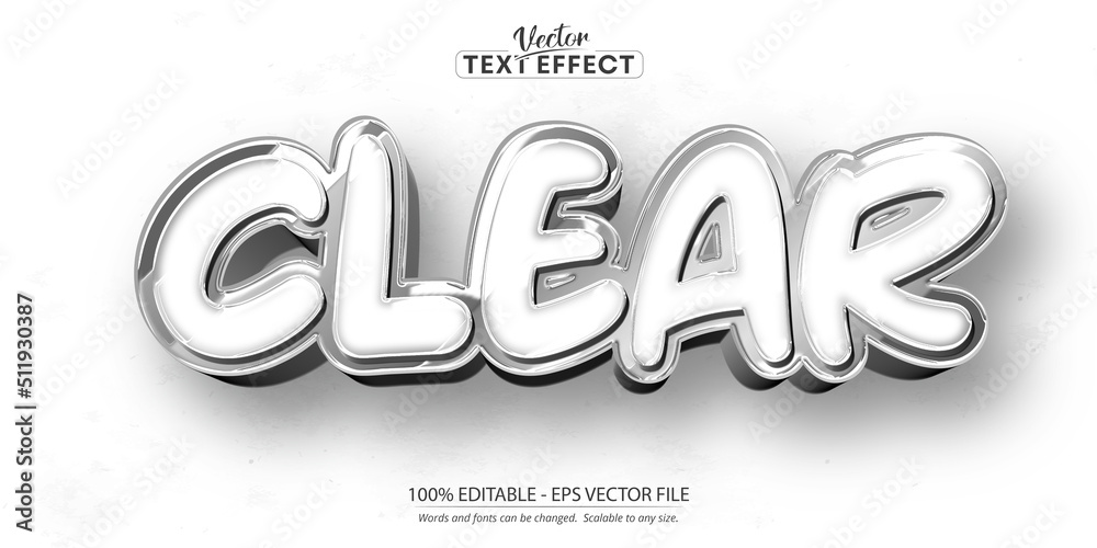 Wall mural clear text, silver color and minimalistic style editable text effect