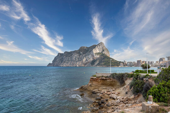 View on the horizon of Ifach Rock,Calpe,Alicante,Spain