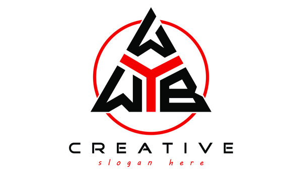 WWB three letter creative triangle shape in circle logo design vector template. typography logo | Letter mark logo | initial logo | wordmark logo | minimalist logo | gaming logo | emblem logo