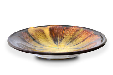 plate on a white background, wooden bowl on white background