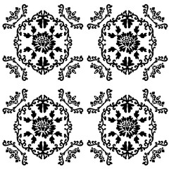 Seamless vintage Victorian floral pattern for tile or wallpaper. Black and white. Vector illustration.