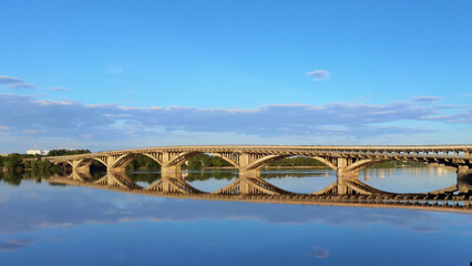 Bridge Metro over Dnipro river in Kyiv, Ukraine.