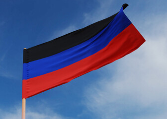 3d visualization, waving flag of the country, patriotic symbol of the state - Donetsk People's Republic