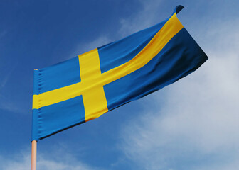 3d visualization, waving flag of the country, patriotic symbol of the state - Sweden