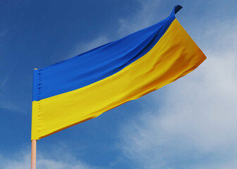 3d visualization, waving flag of the country, patriotic symbol of the state - Ukraine