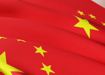 3d visualization, waving flag of the country, patriotic symbol of the state -  Republic of China