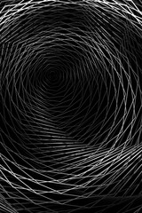 Abstract Black and White Pattern with Stairs. Spiral Textured Tunnel. Geometric Psychedelic Wallpaper. Raster. 3D Illustration