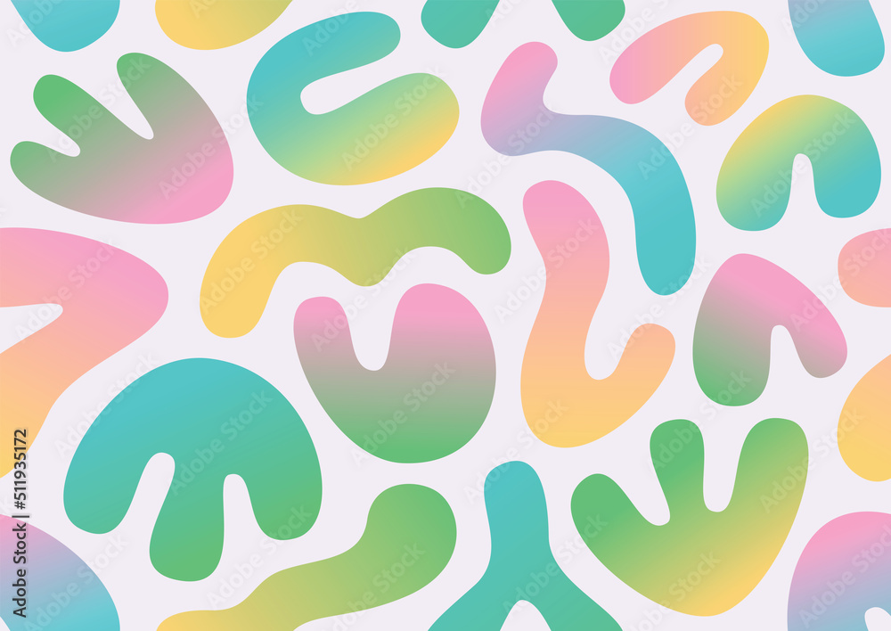 Wall mural various modern shapes and doodle objects gradient seamless pattern. trendy contemporary pattern.