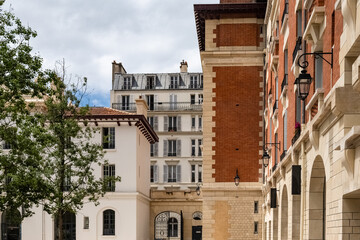 Paris, typical buildings in the Marais, in the center of the french capital
