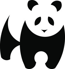 Vector panda icon on isolated white background.