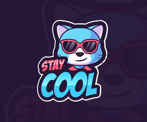cool cat mascot logo illustration, vector ,icon. flat cartoon style.