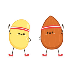 Soybean and Almond vector. Soybean and Almond character design. Grain mascot.