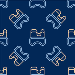 Line Diving mask icon isolated seamless pattern on blue background. Extreme sport. Diving underwater equipment. Vector