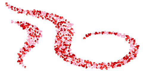 Paper cut pink heart shapes explosion vector background. Festive decorative elements. Postcard