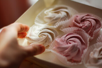 homemade marshmallows. berry and vanilla sweet dessert