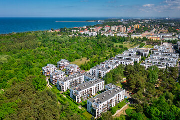 Fototapeta Residential buildings at the Baltic Sea in Gdansk Brzezno at summer. Poland obraz
