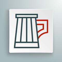 Line Wooden beer mug icon isolated on white background. Colorful outline concept. Vector