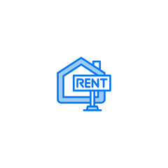 Home for rent filled line icon. linear style sign for mobile concept and web design. Outline vector icon. Symbol, logo illustration. Vector graphic
