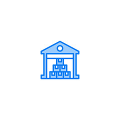 Warehouse filled line icon. linear style sign for mobile concept and web design. Outline vector icon. Symbol, logo illustration. Vector graphic