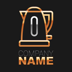 Line Electric kettle icon isolated on black background. Teapot icon. Colorful outline concept. Vector