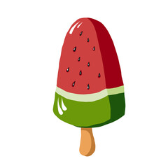 watermelon ice cream, vector food illustration, summer clipart good for card and print design