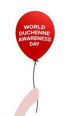 Red balloon as a symbol of World Duchenne Awareness Day