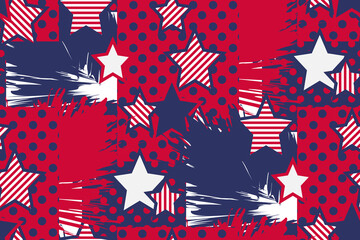 Fototapeta na wymiar Seamless patterns with American Stars, Pattern with USA flag symbols. Fashion textiles, fabric, wallpapire, packaging
