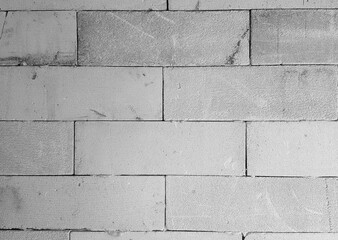 Concrete brick wall pattern background. Flat wall texture. White textured brickwork for print, paper, design, decor, photo background, wallpaper.