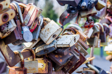 closed love locks on the bridge
