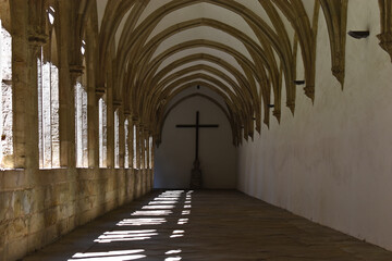 Wooden cross in a cloister in a monastery in Osnabrück, Germany, Europe