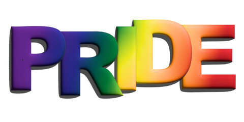 Pride Text with 3D effect in rainbow LGBTQ flag colors