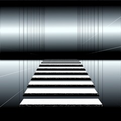 Obraz premium Abstract illustration featuring a suspended walkway leading to a dark horizon