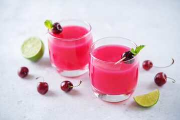 Pink cherry cocktail