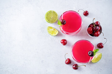 Pink cherry cocktail