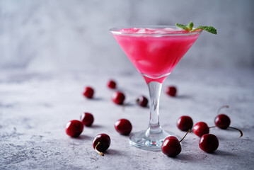 Pink cherry cocktail