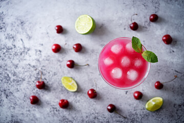 Pink cherry cocktail