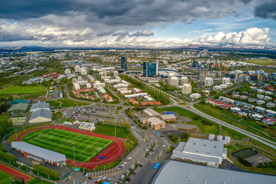 Aerial View of the Rapidly Growing Reykjavik Suburb of Kópavogur, Iceland