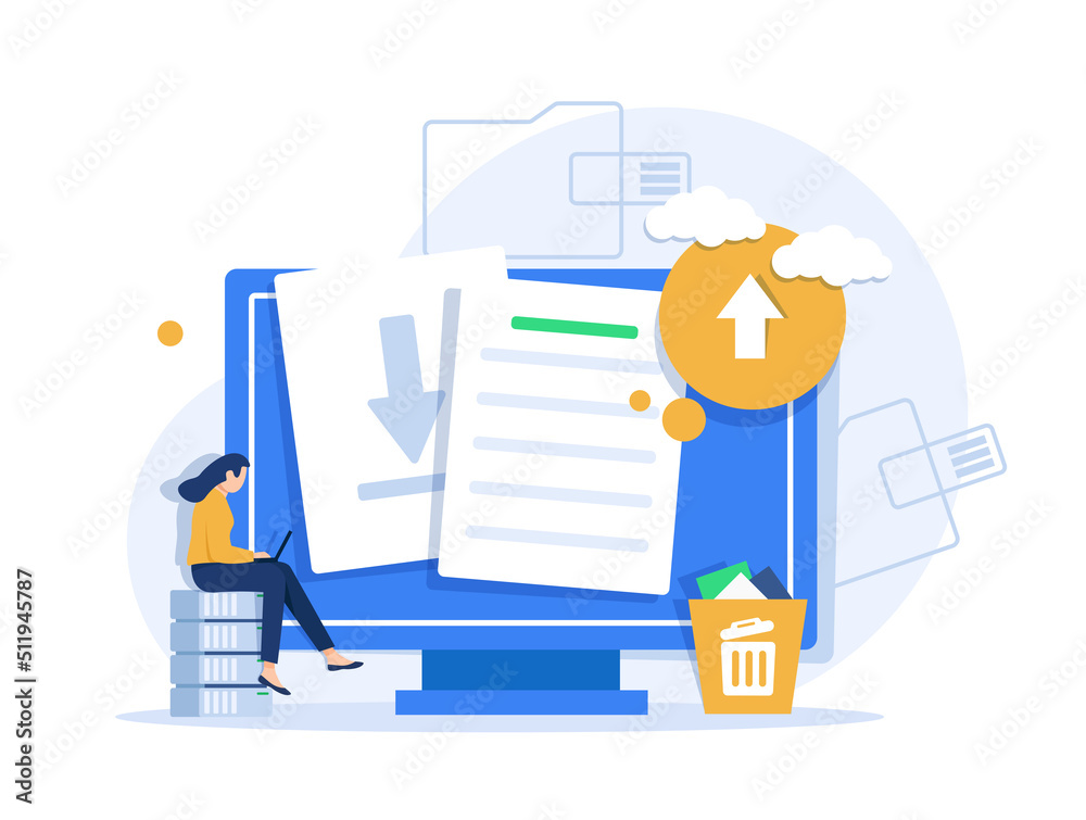Poster uploading office file flat icon with gradient style. uploading office document icon. file upload tas