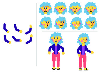 Woman flat vector character for animation.