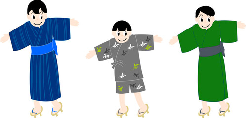 浴衣で盆踊りをする男の子