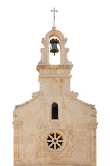 Elements of architecture of the church of St. John, built in the 15th century in the Gothic style. On the streets in Jelsa, on the island of Hvar, Croatia, public places. Isolated on white.
