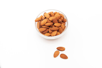 Delicious almond nut raw piece for vegan. Almond full macro shoot nuts healthy food ingredient 