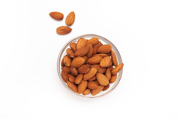 Delicious almond nut raw piece for vegan. Almond full macro shoot nuts healthy food ingredient 