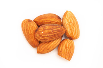 Delicious almond nut raw piece for vegan. Almond full macro shoot nuts healthy food ingredient 