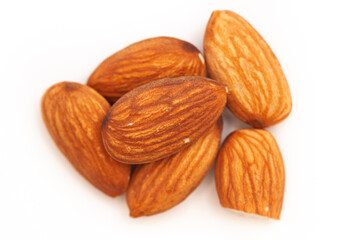 Delicious almond nut raw piece for vegan. Almond full macro shoot nuts healthy food ingredient 