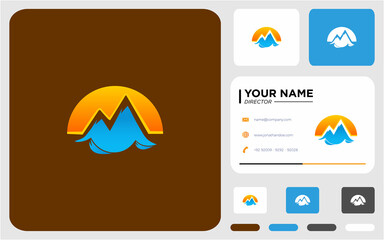 mountain and wave logo design
