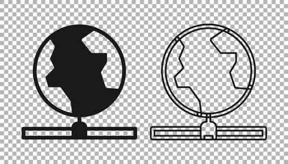 Black Global technology or social network icon isolated on transparent background. Vector