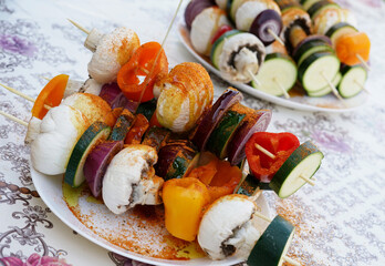 vegetable skewers grilling time garden