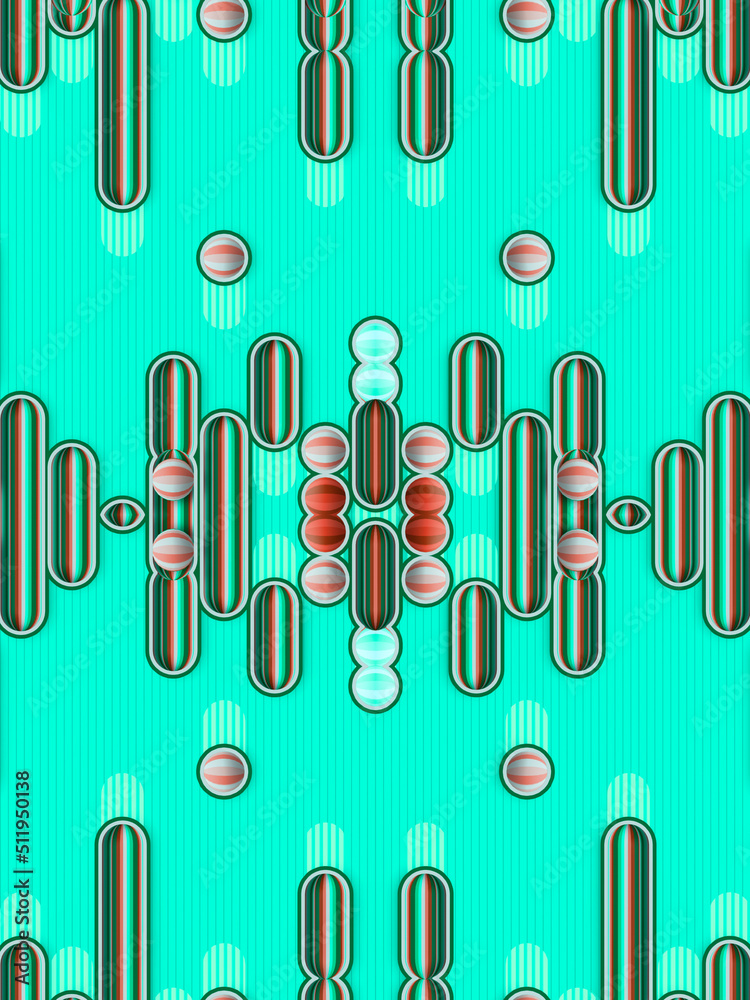 Aufkleber colorful kaleidoscopic pattern of simple geometric shapes. 3d rendering digital illustration. abstra